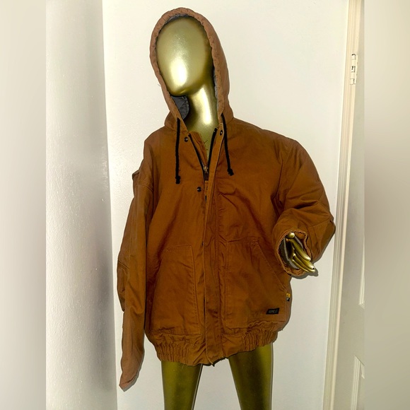 Berne flame resistant Men's Brown Hooded work Jacket